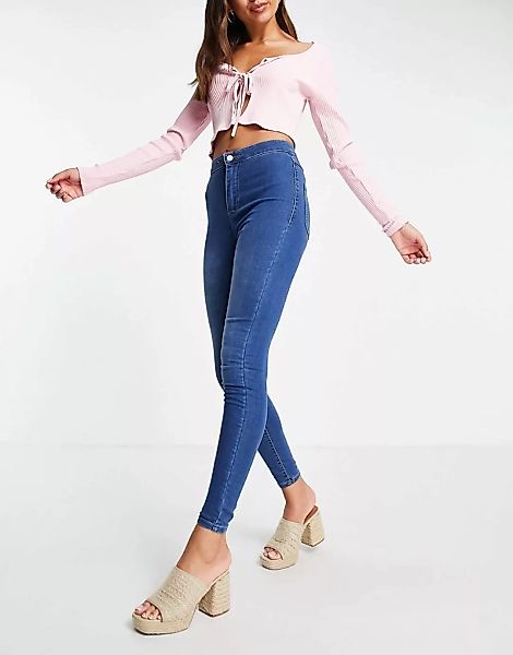 New Look – Disco – Skinny-Jeans in Mittelblau günstig online kaufen