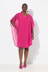 Ulla Popken Cocktailkleid Chiffonkleid doppellagig V-Ausschnitt günstig online kaufen