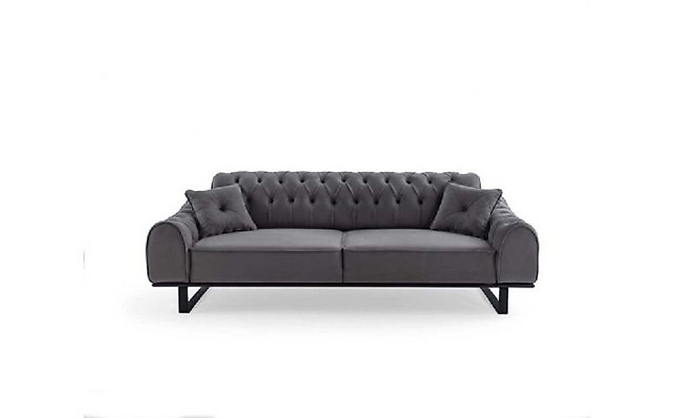 Xlmoebel 3-Sitzer Edle Designer Wohnzimmer Couch in Grau mit Chesterfield-S günstig online kaufen