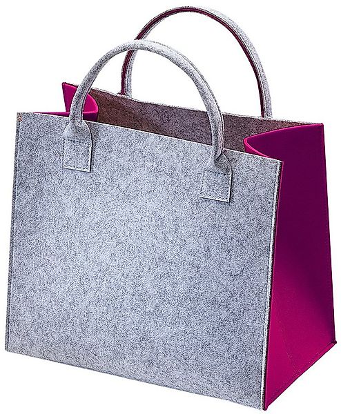 Kobolo Einkaufsshopper Filztasche hellgrau mit pinken Seiten 35x20x30 cm, 2 günstig online kaufen