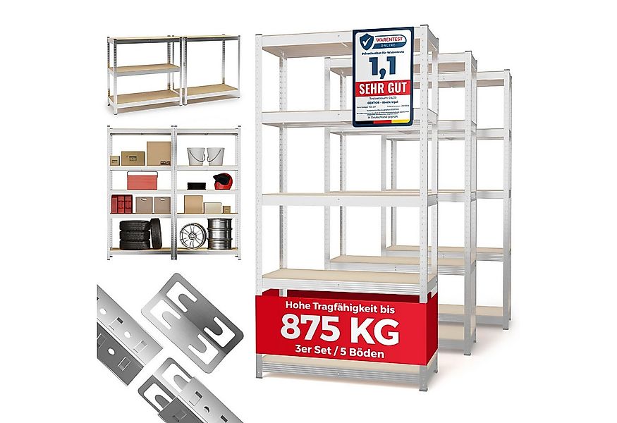 GENTOR Steckregal 3x Kellerregal Lagerregal Steckregal Schwerlastregal Rega günstig online kaufen