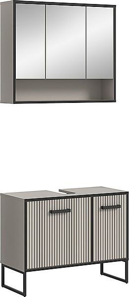 welltime Badmöbel-Set Locri, Breite 80 cm, Rillenoptik, Metallkufen, (2-St) günstig online kaufen