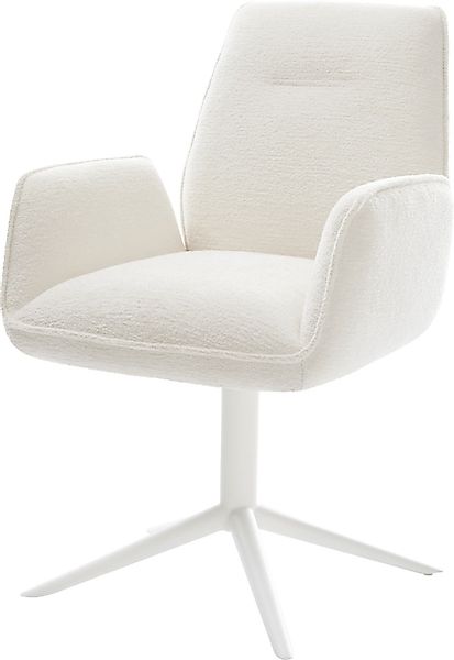DELIFE Polsterstuhl Zoa-Flex, Fußkreuz Weiß Bouclé günstig online kaufen
