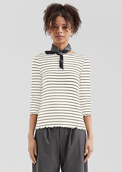 QS 3/4-Arm-Shirt T-Shirt Ringelshirt mit Rippstruktur günstig online kaufen