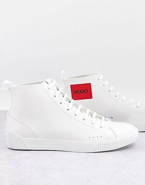 HUGO – Zero – Hohe Sneaker aus Leder in Weiß günstig online kaufen