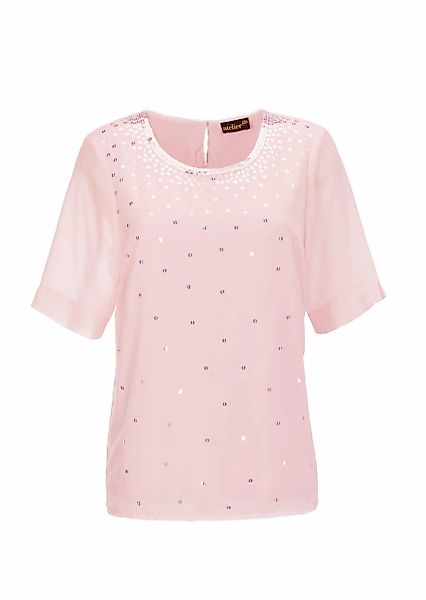 GOLDNER Kurzarmbluse "Kurzgröße Bluse mit schimmernden Pailletten" Paillett günstig online kaufen