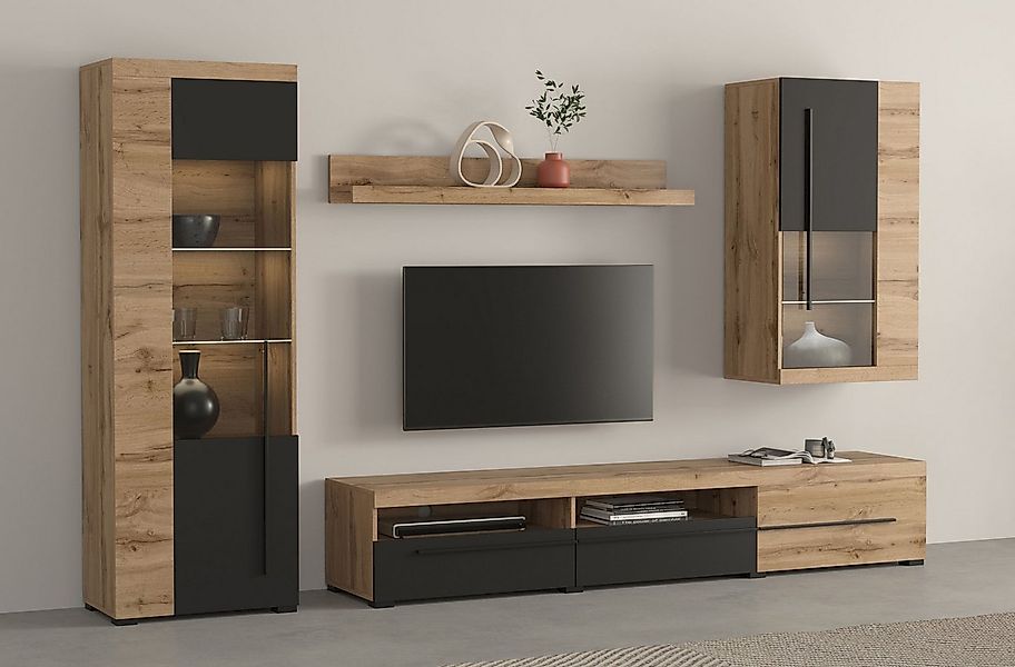 OTTO home Wohnwand Roger,Breite 255 cm moderne Mediawand ohne Beleuchtung, günstig online kaufen