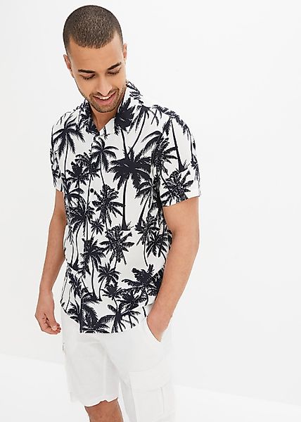 bonprix Kurzarmhemd "Kurzarmhemd aus Viskose, Slim Fit" mit All-Over Print günstig online kaufen