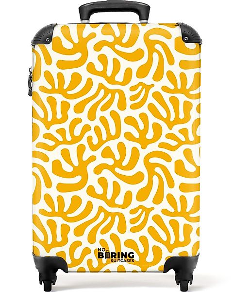 NoBoringSuitcases.com© Hartschalen-Trolley Gelb mit weißem Korallenmuster günstig online kaufen