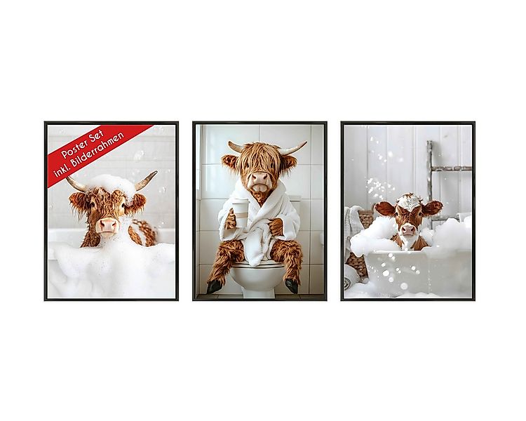 Wackadoo Living Bild mit Rahmen 3er Poster Set mit lustigen Motiven & Bilde günstig online kaufen