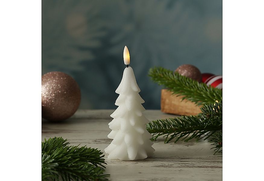 MARELIDA LED-Kerze Tannenbaum Weihnachtsbaum Baumform Echtwachs H: 16cm Tim günstig online kaufen