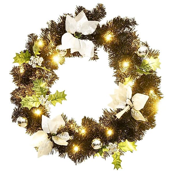 vidaXL Weihnachtskranz mit LED Schwarz 60 cm PVC 321518 günstig online kaufen