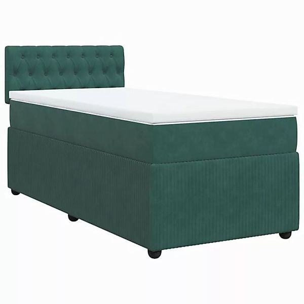 vidaXL Bett Boxspringbett mit Matratze Dunkelgrün 100x200 cm Samt günstig online kaufen