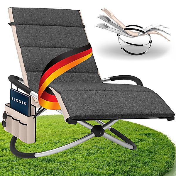 Relax-Schaukelliege inkl. Seitentasche Creme + Auflage Anthrazit günstig online kaufen