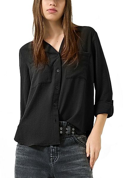 QS Langarmbluse mit Knopfleiste und Brusttaschen günstig online kaufen