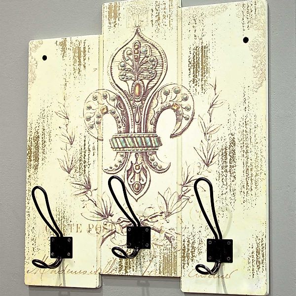 Wandgarderobe in Creme Gold Vintage Optik günstig online kaufen