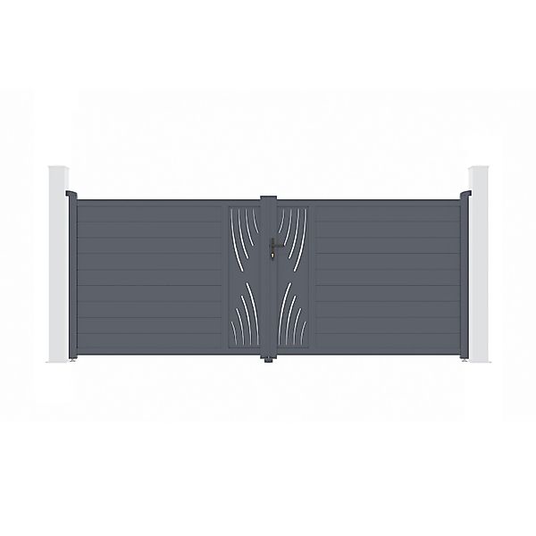 Casanoov Flügeltor 4M Veleta H 160Cm & 2 Pfosten H 190Cm Aluminium Grau günstig online kaufen