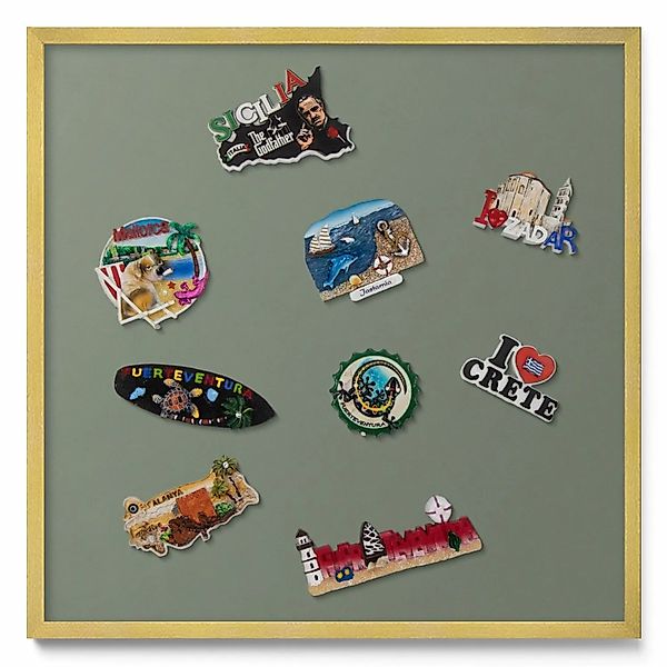 Tulup Magnettafel Gerahmte Magnettafel für Urlaubserinnerungen Olivfarben 5 günstig online kaufen