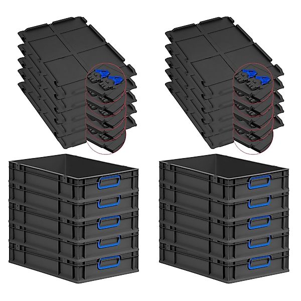PROREGAL SuperSparSet 10x Eurobox Nextgen Color Mit Scharnierdeckel HxBxT 1 günstig online kaufen