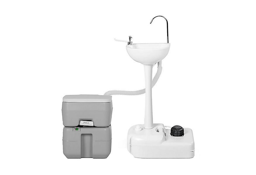 COSTWAY Waschbecken, Campingtoilette mit 17L Wassertank, Fußpumpe günstig online kaufen