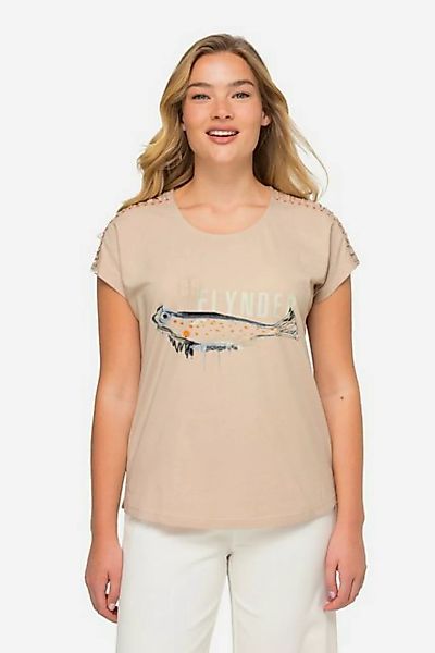 Laurasøn T-Shirt T-Shirt Fisch-Print Rundhals Schulter-Zierband günstig online kaufen