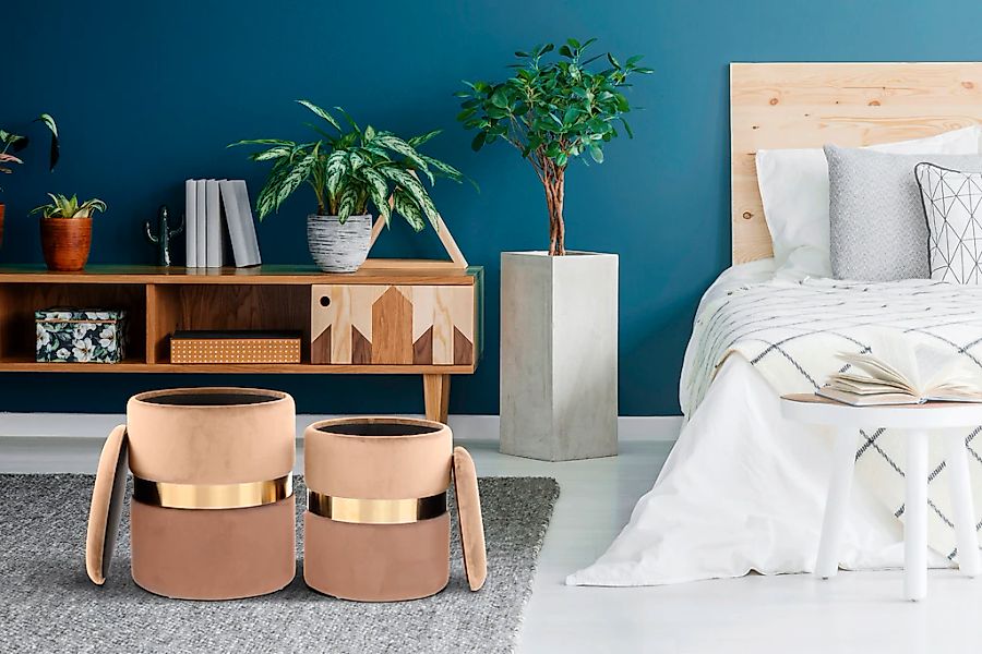 Kayoom Stauraumhocker "Hocker Zora 125 2er-Set, samtweicher Stoffbezug,rund günstig online kaufen