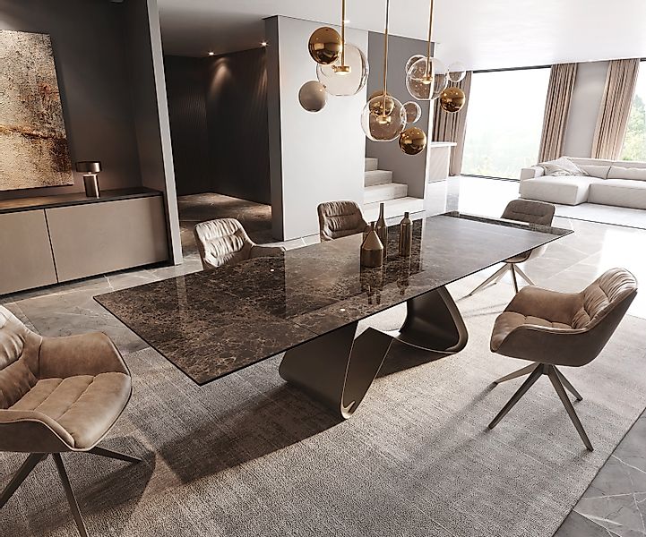 Esstisch Edge 200-300x100 Keramik Emperador Extra Lucidato Dunkelbraun W-Ge günstig online kaufen