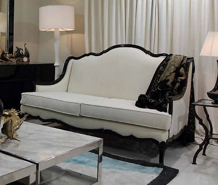 Casa Padrino Sofa Luxus Barock Sofa Weiß / Schwarz 185 x 95 x H. 111 cm - W günstig online kaufen