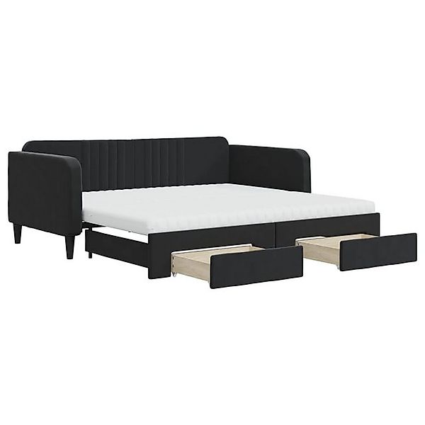 vidaXL Bett, Tagesbett Ausziehbar mit Schubladen Schwarz 90x190 cm Samt günstig online kaufen