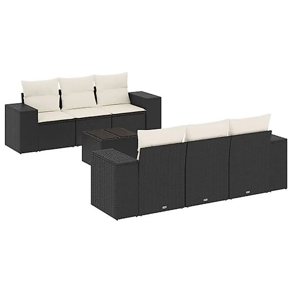 vidaXL 7-Tlg Garten-Sofagarnitur mit Kissen Schwarz Poly Rattan 3222305 günstig online kaufen