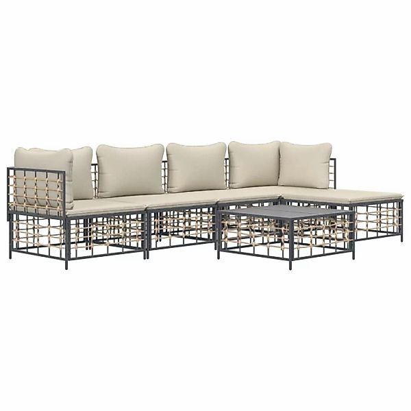 Vidaxl 6-tlg. Garten-lounge-set Mit Kissen Anthrazit Poly Rattan günstig online kaufen