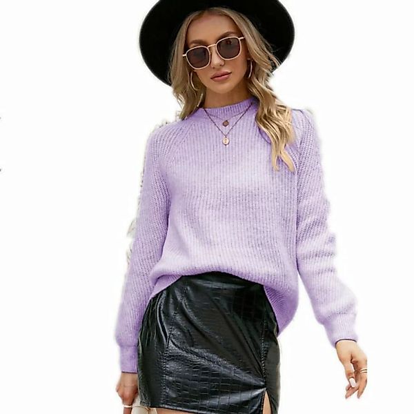 FIDDY Sweater Einfarbiger Pullover mit Rundhalsausschnitt günstig online kaufen