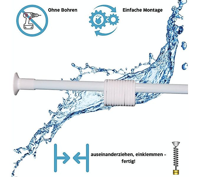 Ekershop Duschvorhangstange Weiß Duschstange 150 - 270 cm Teleskopstange Kl günstig online kaufen