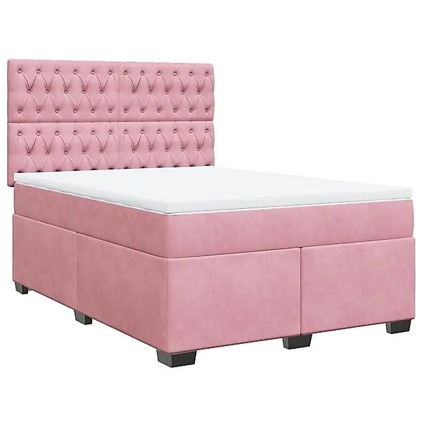 vidaXL Boxspringbett mit Matratze Rosa 140x190 cm Samt 3290917 günstig online kaufen