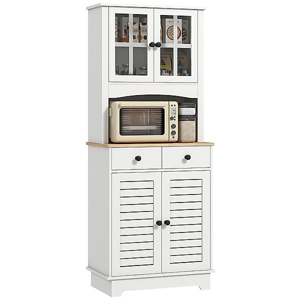 HOMCOM Küchenschrank  MDF Spanplatte WeißNaturholz 68L x 39,5B x 170H cm günstig online kaufen