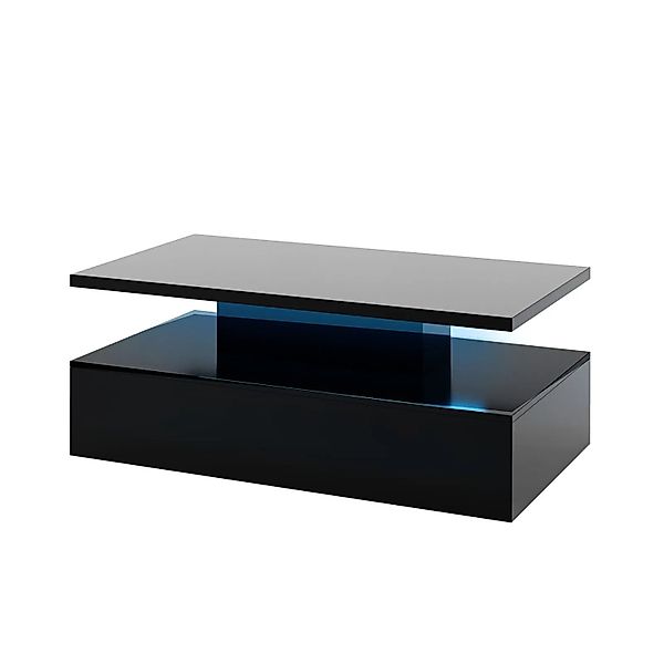 Costway Led-Couchtisch Hochglanz Wohnzimmertisch Sofatisch Schwarz günstig online kaufen