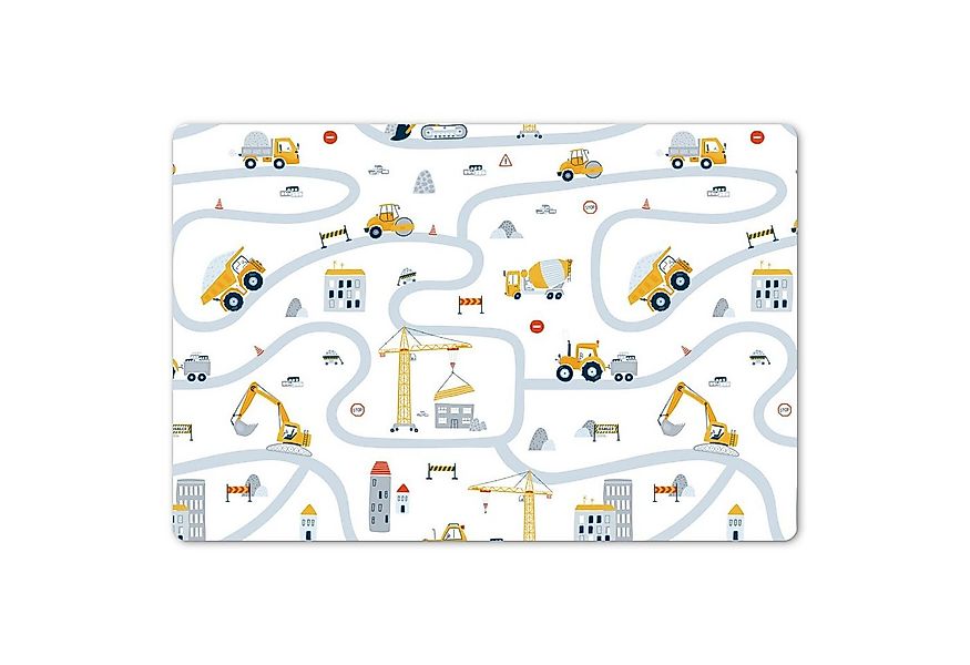 MuchoWow Platzset Kinder - Baustelle - Kran - Traktor - Muster, (1-St), Kin günstig online kaufen