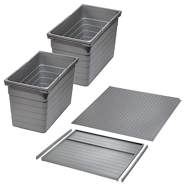 Ninka Abfalltrennsystem Eins2vier KB 500 mm 2x 25L Alugrau für Seitenstärke günstig online kaufen