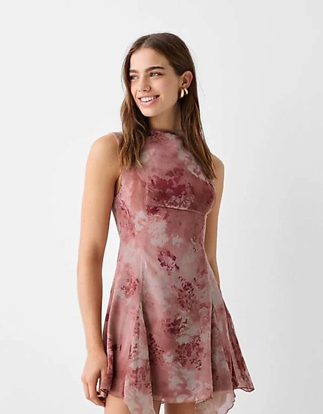 Bershka Ärmelloses Minikleid Aus Chiffon Damen S Rosa günstig online kaufen
