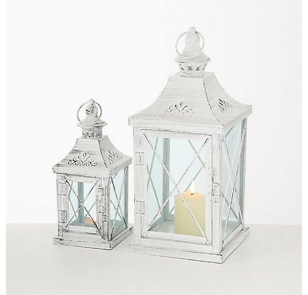 BOLTZE Windlicht Windlicht Laterne 2er Set Indoor Metall weiß ca. 40 hoch günstig online kaufen