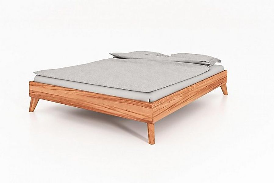 Natur24 Bett Bett Gerg 3 Kernbuche massiv 180x200cm ohne Kopfteil mit Holzb günstig online kaufen