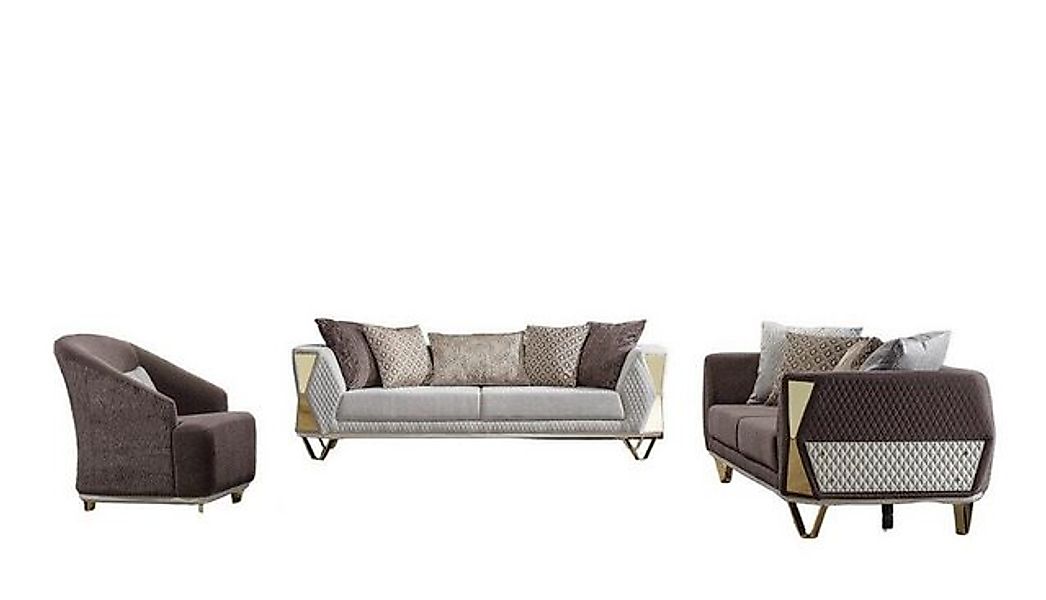 Xlmoebel Sofa Sitzgruppe 3+3+1 Sessel Sofa Modern in Braun neu, 3 Teile, He günstig online kaufen