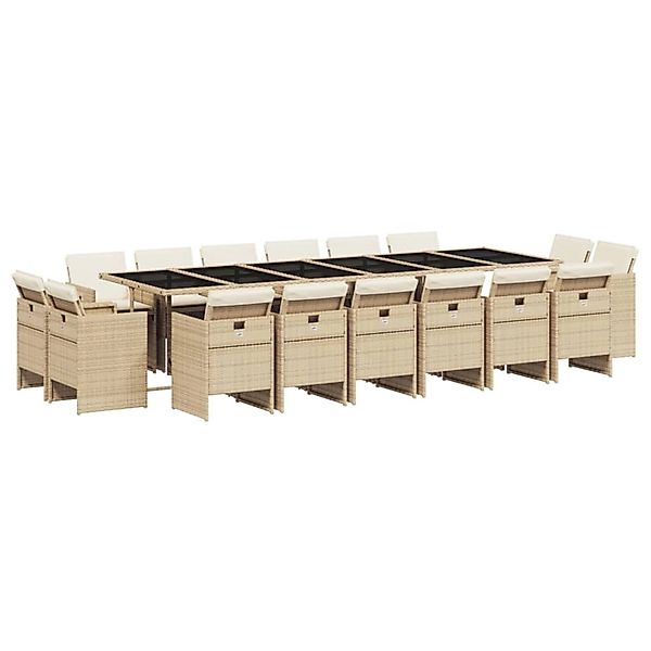 vidaXL 17-Tlg Garten-Essgruppe mit Kissen Beige Poly Rattan 3277833 günstig online kaufen