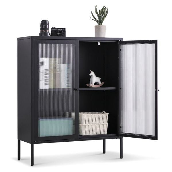 Coemo Highboard TOKIO, Schwarz Metall, Vitrine günstig online kaufen