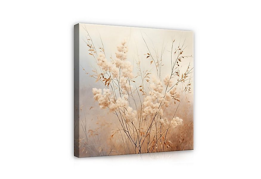 Wallarena Leinwandbild Natur Pampasgras beige Abstrakt Wandbild XXL Leinwan günstig online kaufen