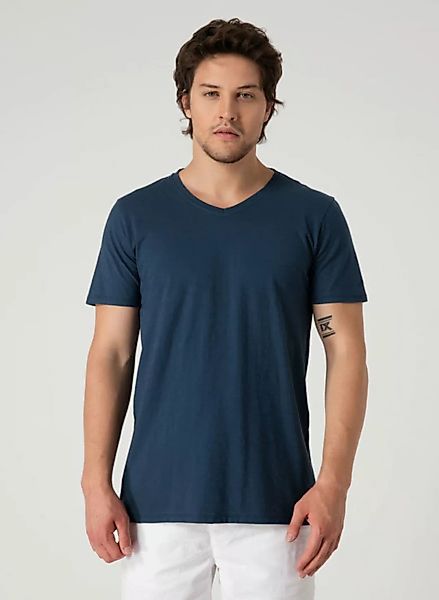 Basic V-ausschnitt T-shirt Aus Bio Baumwolle In Slub Jersey günstig online kaufen