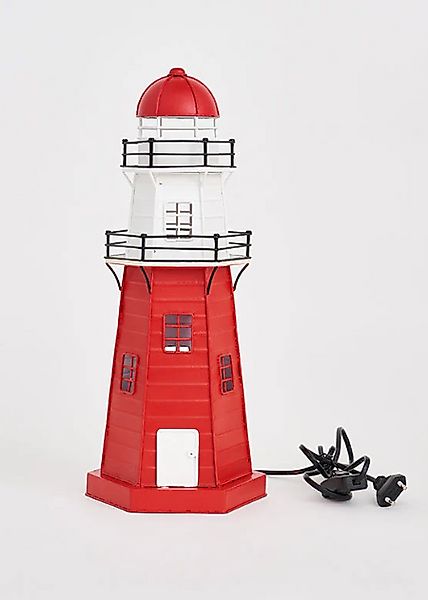 Leuchtturm LED rot-weiß, Höhe 41 cm – mit stimmungsvoller Beleuchtung günstig online kaufen