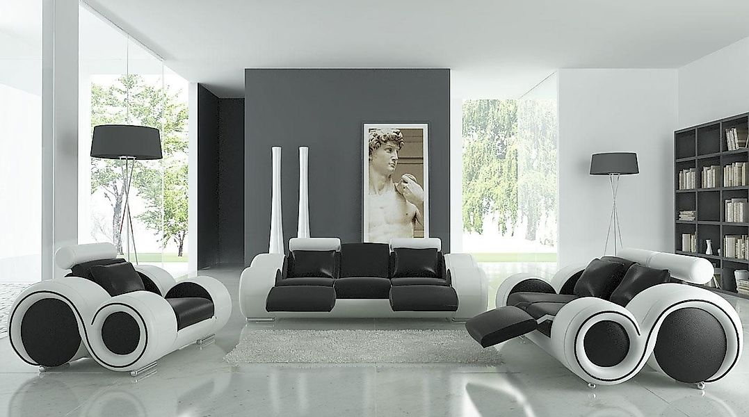 JVmoebel Sofa Ledersofa mit USB Wohnlandschaft 3+2+1 Sitzer Garnitur Design günstig online kaufen