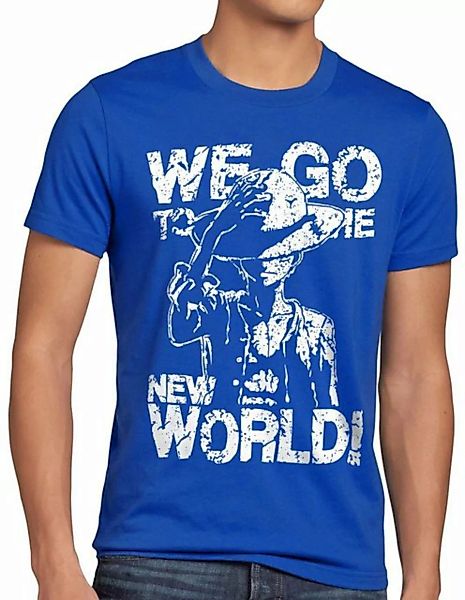 style3 Print-Shirt Herren T-Shirt New World Pirate Ruffy Strohhut Anime günstig online kaufen