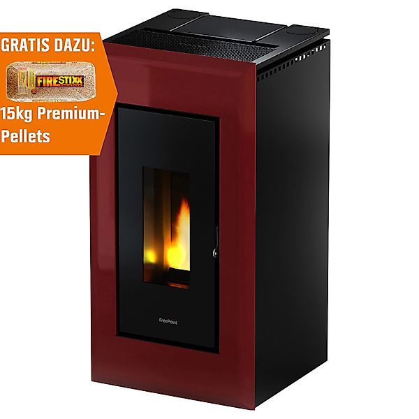 Freepoint Pelletofen Vega Stahl Bordeaux 10,5 kW mit Automatik günstig online kaufen